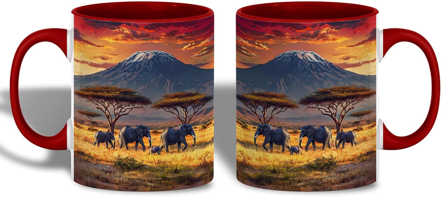 Ceramic African Print Coffee Mug Set